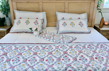 ✨Regal Medallion | 6-Piece Organic Cotton Bedsheet & Quilt Set✨