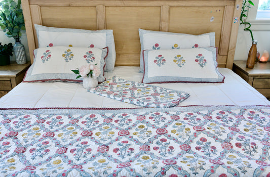 ✨Regal Medallion | 6-Piece Organic Cotton Bedsheet & Quilt Set✨