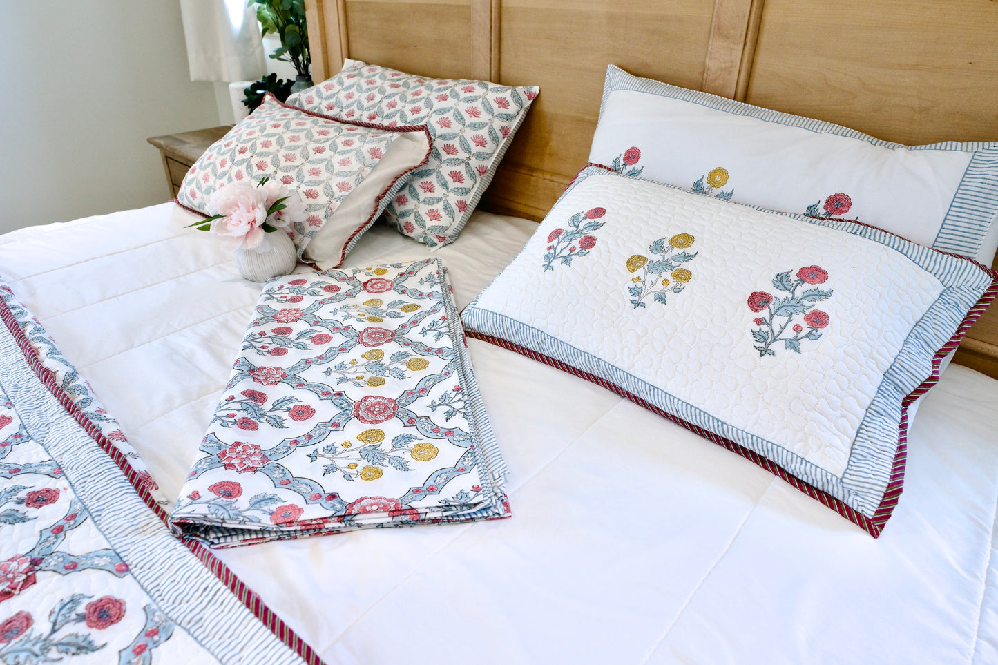 ✨Regal Medallion | 6-Piece Organic Cotton Bedsheet & Quilt Set✨