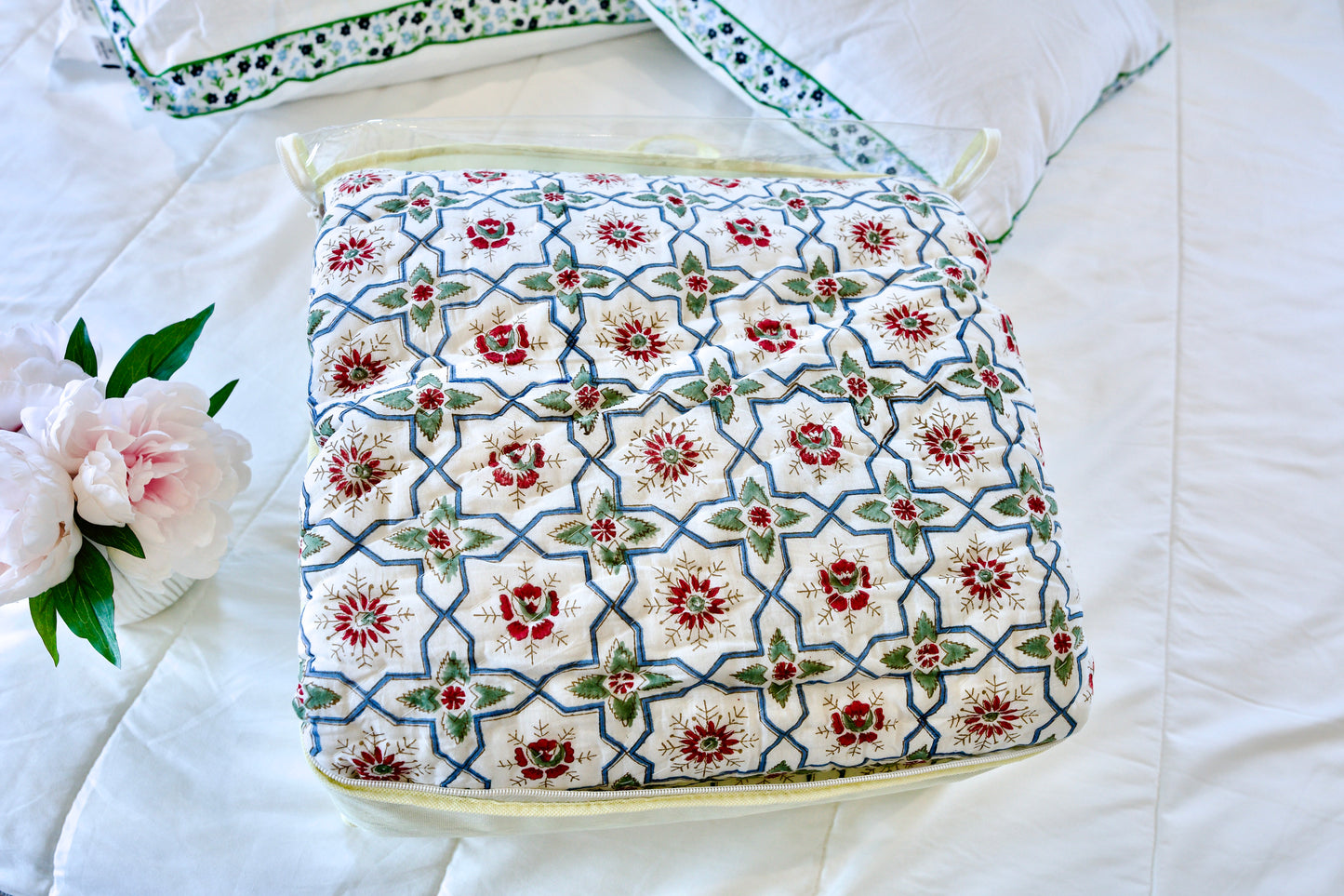✨Reversible Harmony | Organic Cotton Quilt – Hand Block Printed, Dual-Sided Design✨
